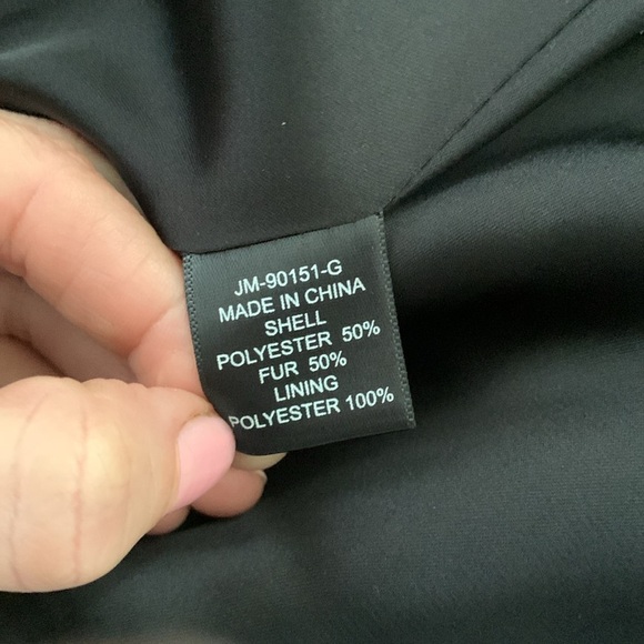 Black faux fur jacket blazer size S removable‎ fur black brown classic elegant - Picture 9 of 12